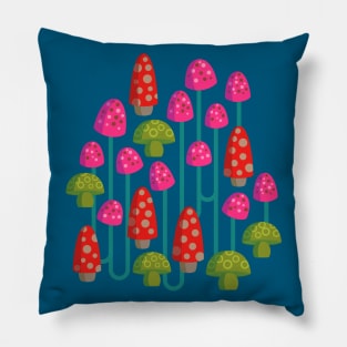 FOREST BIOME MAGIC MUSHROOMS Playful Psychadelic Spotted Woodland Forest Toadstools Pillow