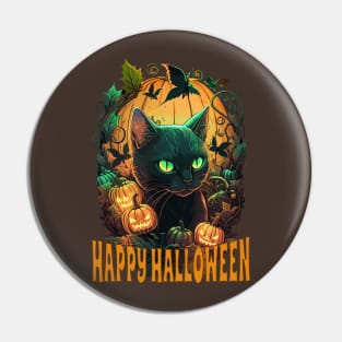 Happy Halloween Cat Pin