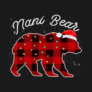 Nani Bear Santa Christmas Pajama Red Plaid Buffalo Family Funny T-Shirt