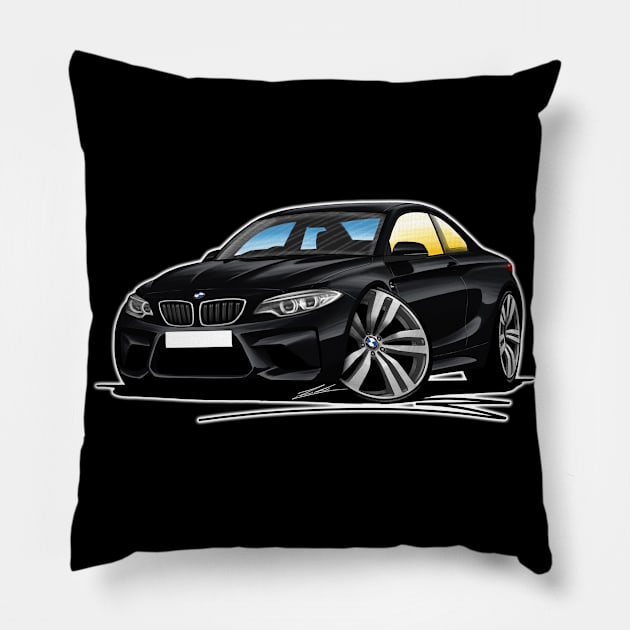 BMW M2 (F87) Black Caricature Car Art Pillow by y30man5