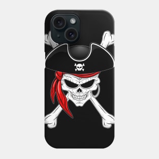 Pirate Skull with Crossed Bones and Red Bandana Phone Case