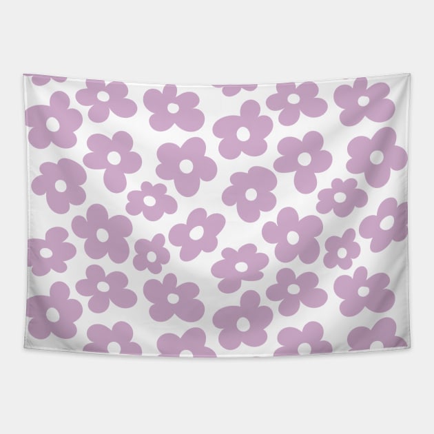 Aesthetic Mauve Flowers Retro Daisy Tapestry by YourGoods