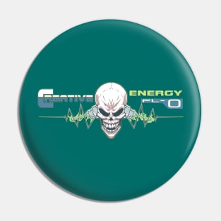 WEIRDO - Creative Energy Flo - Skull - Full Color - Dark Teal Pin