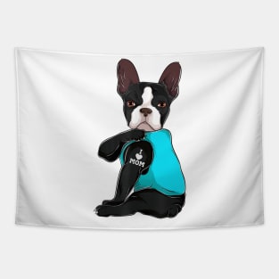 Boston Terrier Tattoo I Love Mom Tapestry