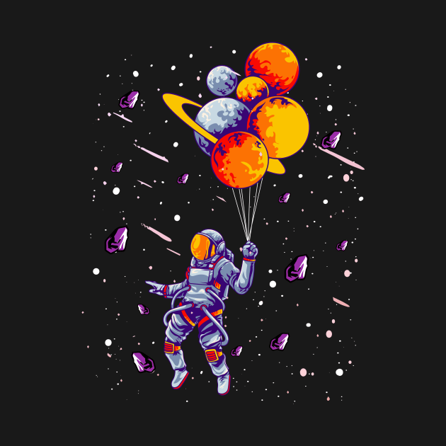 Astronaut Holding Planet Balloons Spaceman Planets Space by Alinutzi