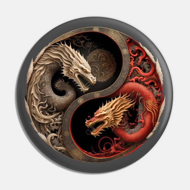 Two Dragons Pin by aicharactersart