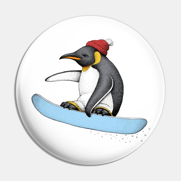 Flying Penguin (Color Version) Pin by HabbyArt