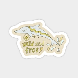 wild and free dolphin // retro surf art by surfy birdy Magnet