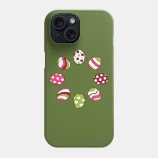 Eggs | Pink Green | Stripes | Dots | Clouds | Dark Green Phone Case