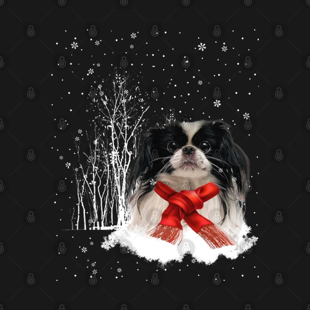 JAPANESE CHIN Christmas Dog Happy Holidays Season by BoongMie