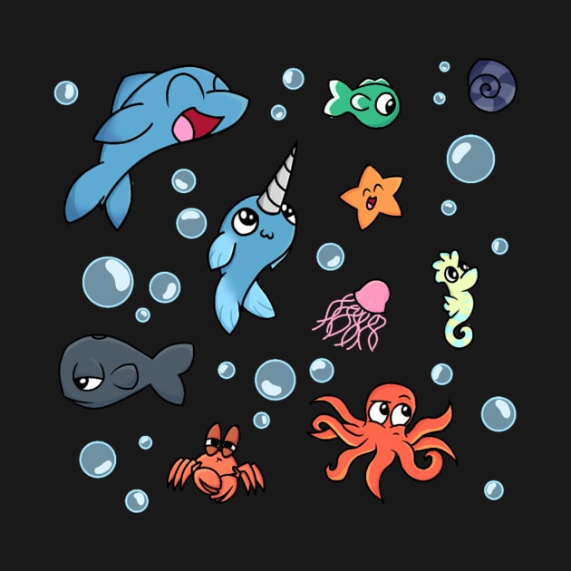 some cute sea creatures pattern by RainbowRat3