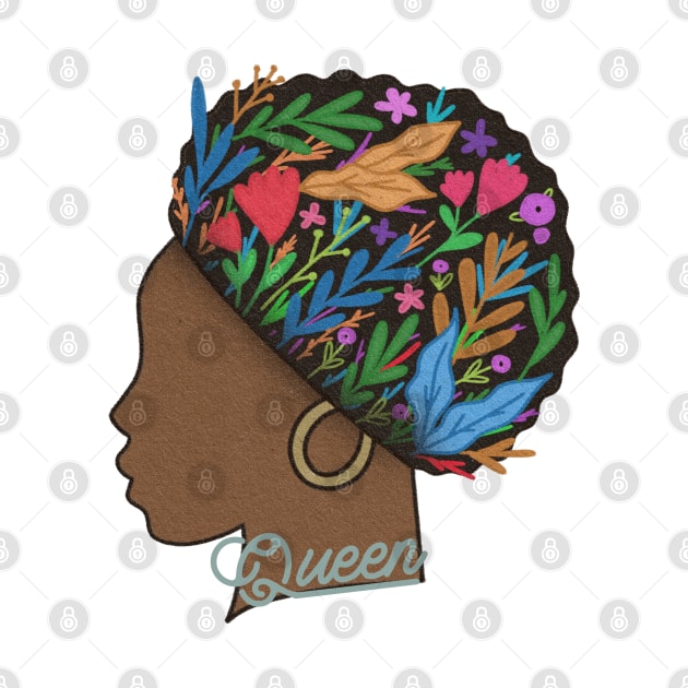 Queen - Afro Big Natural Hair - brown skin girl by Abstract Designs