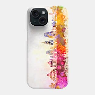 Bangalore skyline in watercolor background Phone Case