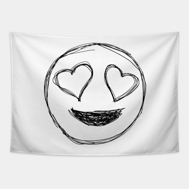 Dark and Gritty Smiley Face with Heart Eyes Emoji Tapestry by MacSquiddles