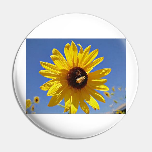 Bee on a Sunflower Painting Pin by DesignDLW