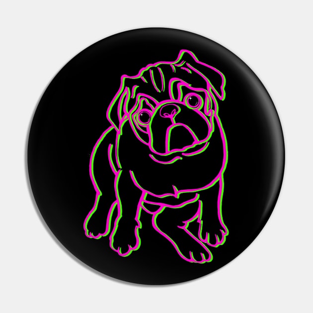 Pug Black Neon Outline 4 Pin by heathengirl64