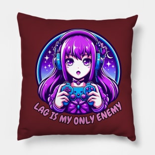 Gamer purple Anime girl Pillow