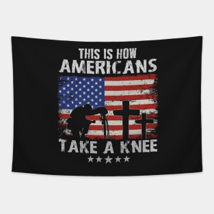 This is how Americans Take a Knee Veteran Military Cross Tapestry