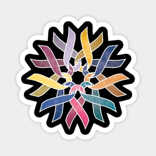 Cancer Ribbon Flower Magnet