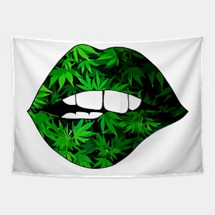 Funny Sexy Lips Cannabis Marijuana Tapestry