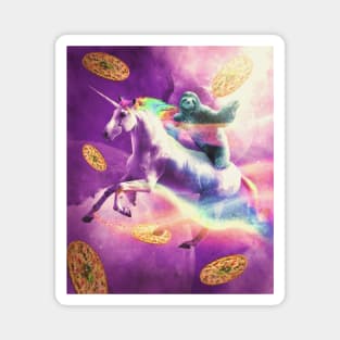 Space Sloth Riding On Flying Unicorn With Pizza Magnet