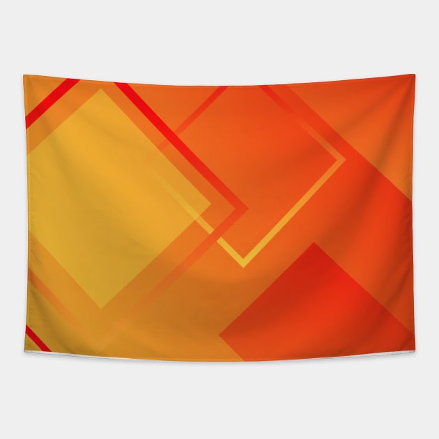 Geometric Orange And Red Diamond Art Deco Pattern Design Tapestry by Pattern Plans