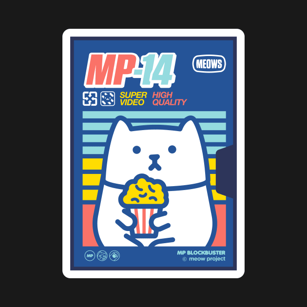 Blue and Red Retro Popcorn Cat by meowproject