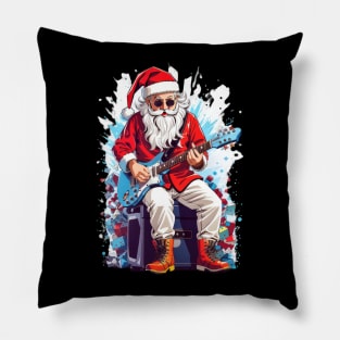 Santa Claus playing an electric guitar Pillow