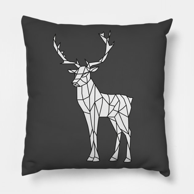 Origami Deer on White Pillow by shaldesign