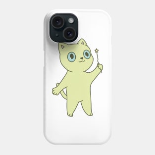 Cute green cat illustration magic wand Phone Case