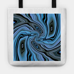 shades of turquoise blue spiral in square format Tote