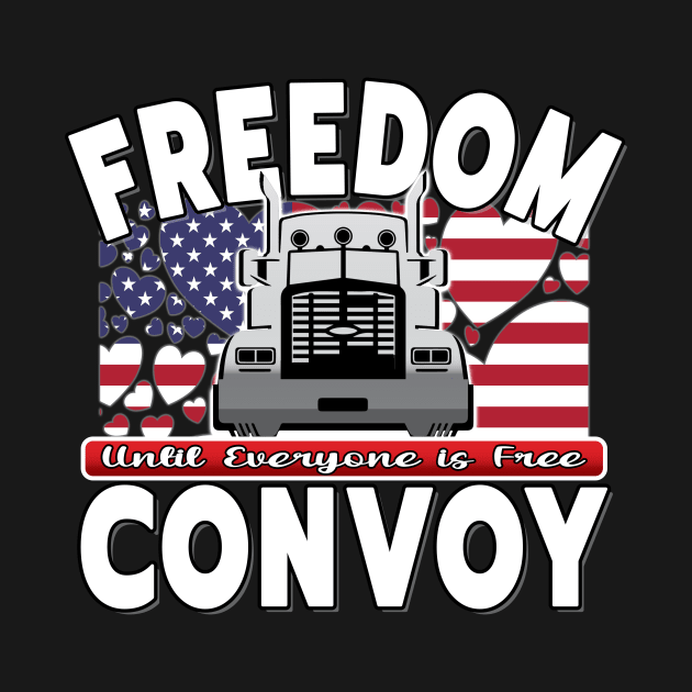 USA FREEDOM CONVOY USA FLAG - FREEDOM CONVOY 2022 -FLAG HEARTS WHITE LETTERS by KathyNoNoise