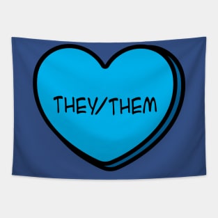 Pronoun They/Them Conversation Heart in Blue Tapestry