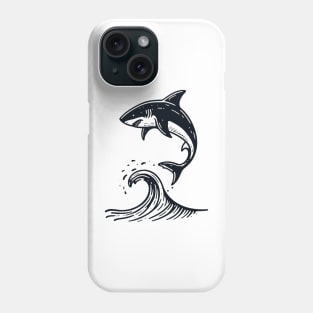 Stick Figure of a Shark in Black Ink Phone Case