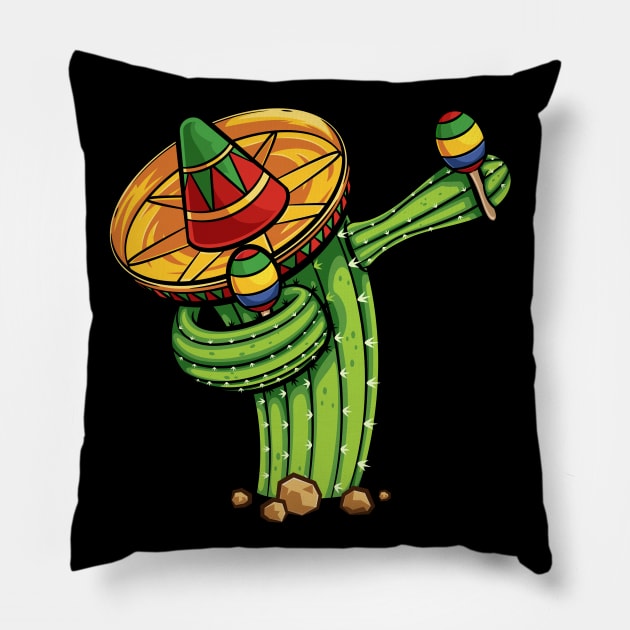 Dabbing Cactus Shirt Cinco de Mayo Fiesta Mexican Sombrero Pillow by teeleoshirts