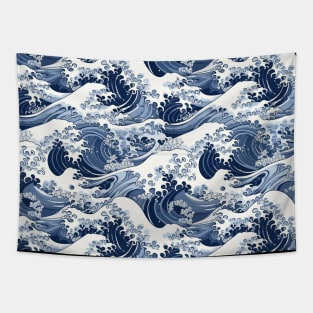 Ephemeral Crests: Hokusai Waves Reimagined Tapestry