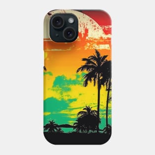 Retro Paradise: Vintage Tropical Sunset and Palms Phone Case