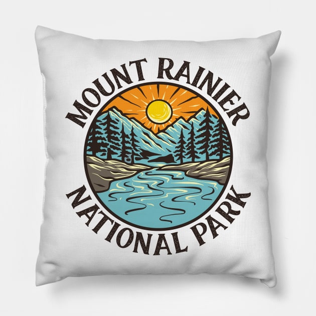Mount Rainier National Park Pillow by happysquatch