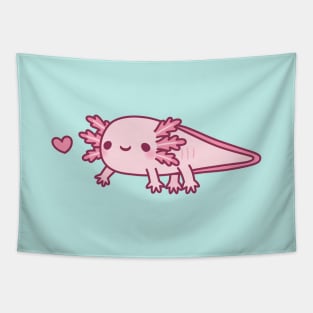 Cute Little Pink Axolotl Doodle Tapestry