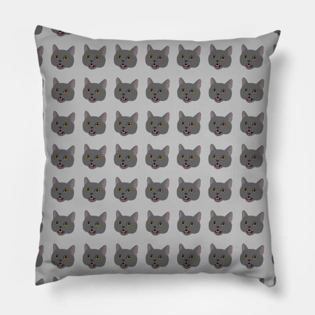 Grey British Shorthair Cat Pillow by KCPetPortraits