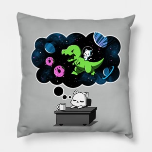 Cute Funny Cat Kitten Dreaming About Space Sarcastic Humor Quote animal Lover Artwork Pillow