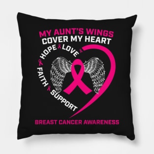 Aunts Wings Loving Memory Aunt Pink Breast Cancer Awareness Pillow