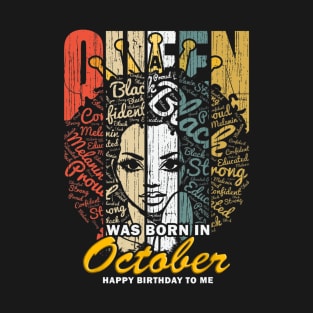 October Birthday Shirts for Women - Black African Queen T-Shirt