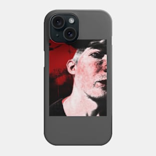 Portrait, digital collage and special processing. Hard situation, but men looking on us. Beautiful. Gray and red. Light red spots. Phone Case