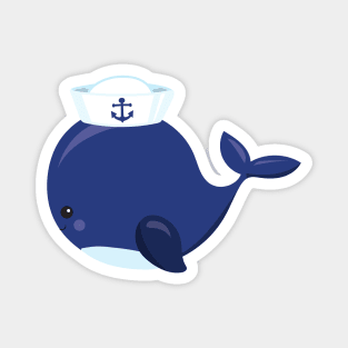 Sailor Whale, Little Whale, Cute Whale, Blue Whale Magnet