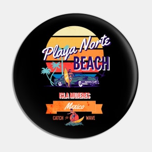 Playa Norte Beach Isla Mujeres Mexico Vintage-Style Pin