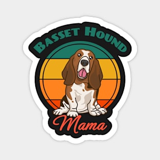 Basset Hound Mom Mama Dog puppy Lover Cute Sunser Retro Magnet