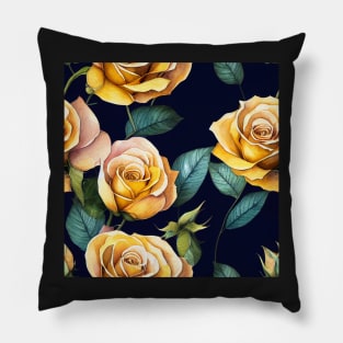 Golden rose watercolor rose Pillow