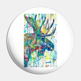 MOOSE watercolor portrait Pin