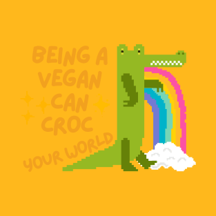 Being Vegan can rock your world crocodile vegan pun T-Shirt